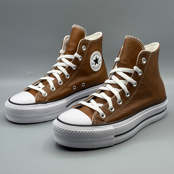 Converse Shoes - Converse Women's 5.5 Platform Sneakers Leather Brown CTAS Lift Hi A14907C